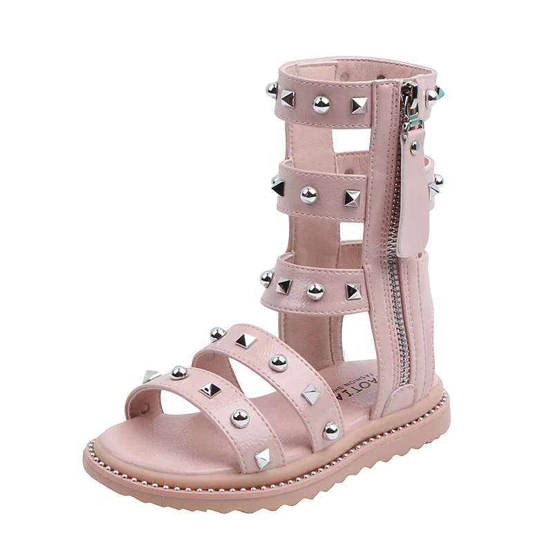 

EVERTOP new design fashion comfortable rivets kids gladiator sandals girls