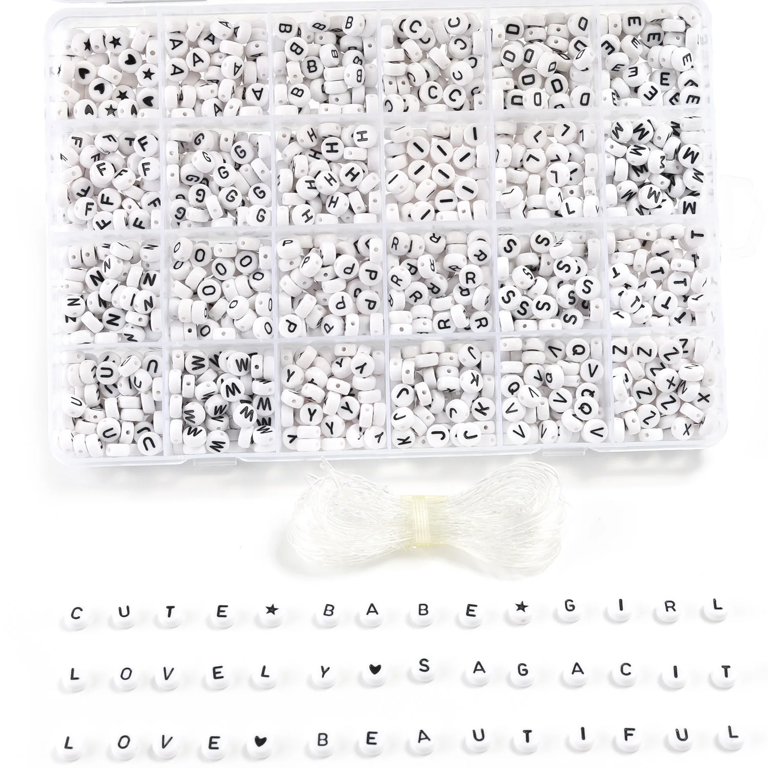 

Bracelet making kit 1440 pieces round acrylic letter beads A-Z heart bracelet for Jewelry Making kit Necklace 8181