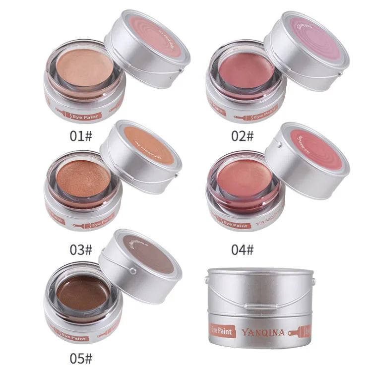 

YANQINA Glitter Makeup Eyeshadow Palette Waterproof Flash Single Color Pearl 5 colors Shimmer Matte Eyeshadow Cream