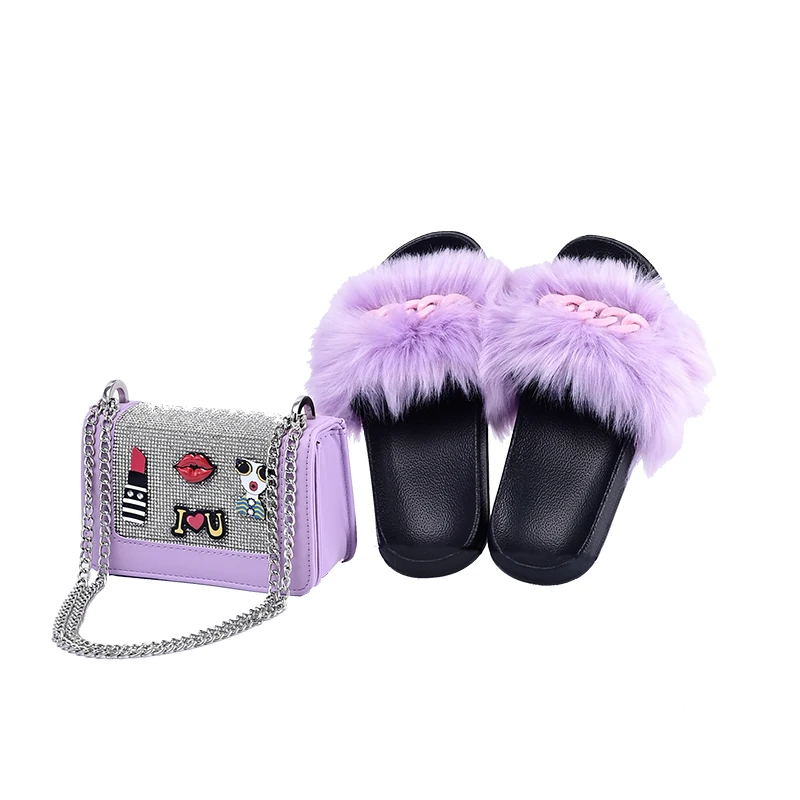 

Unique Hand bags with Shoes 2021 Pu Leather Crossbody Designer Famous Brands Ladies Handbag With Matching Slippers, 9 colors