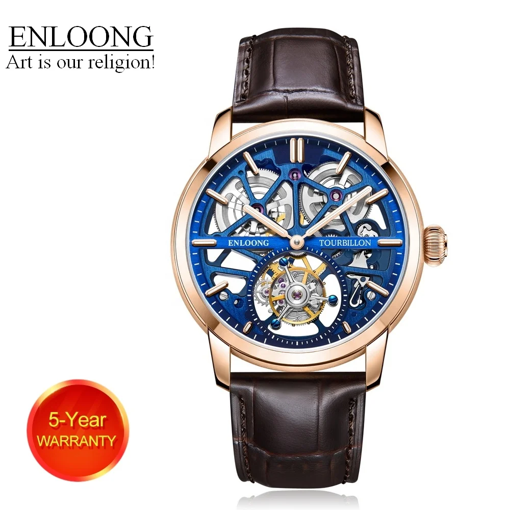 

2021 ENLOONG Real Luxury Tourbillon Watches Men with Long Power Reserve Stainless Steel Sapphire OEM Wrist Watch Luxury Gold
