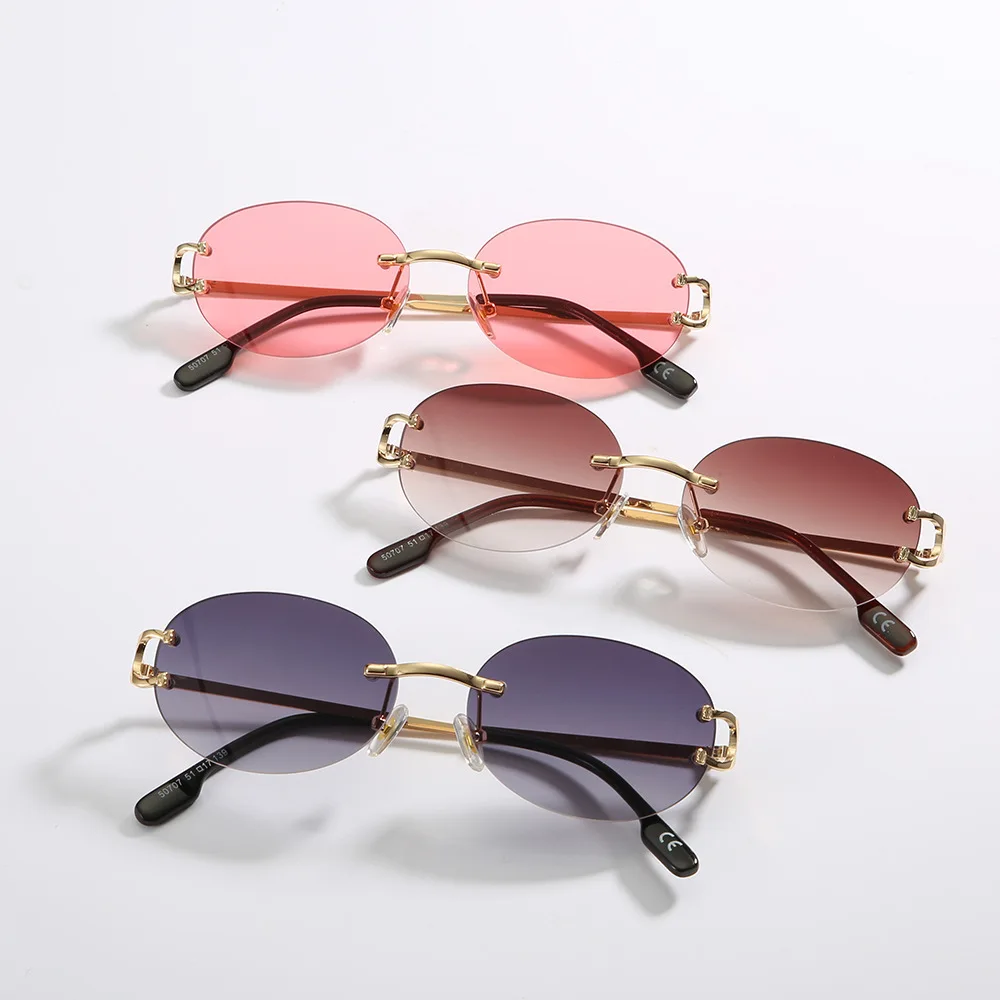 

New Style Fashion Women Small square rectangle rimless sunglasses sun glasses shades hot sales