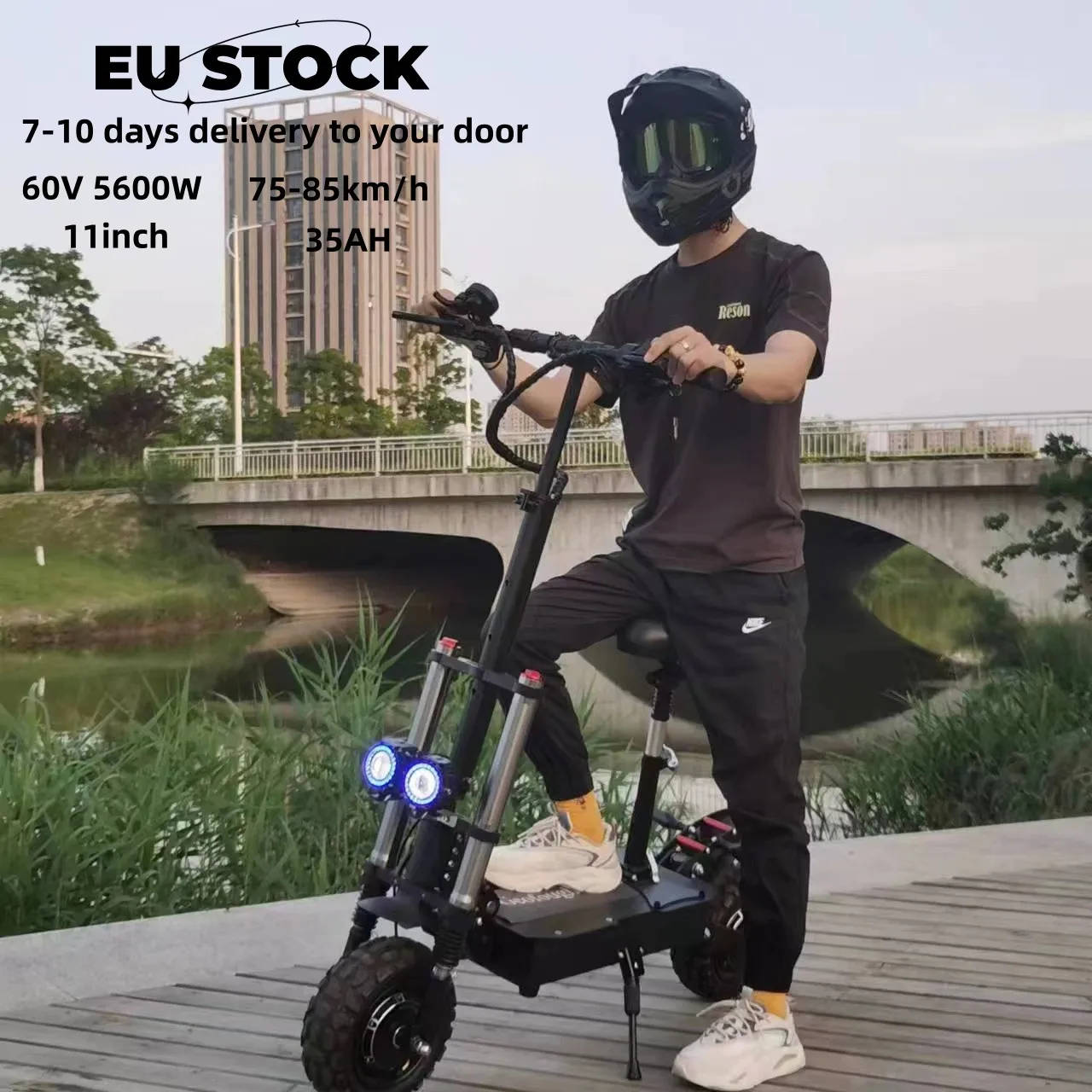 

Geofought E5B two wheels foldable EU warehouse no tax 11 inch 35ah 60V 5600W 75-85km/h dual motor electric scooter for adult