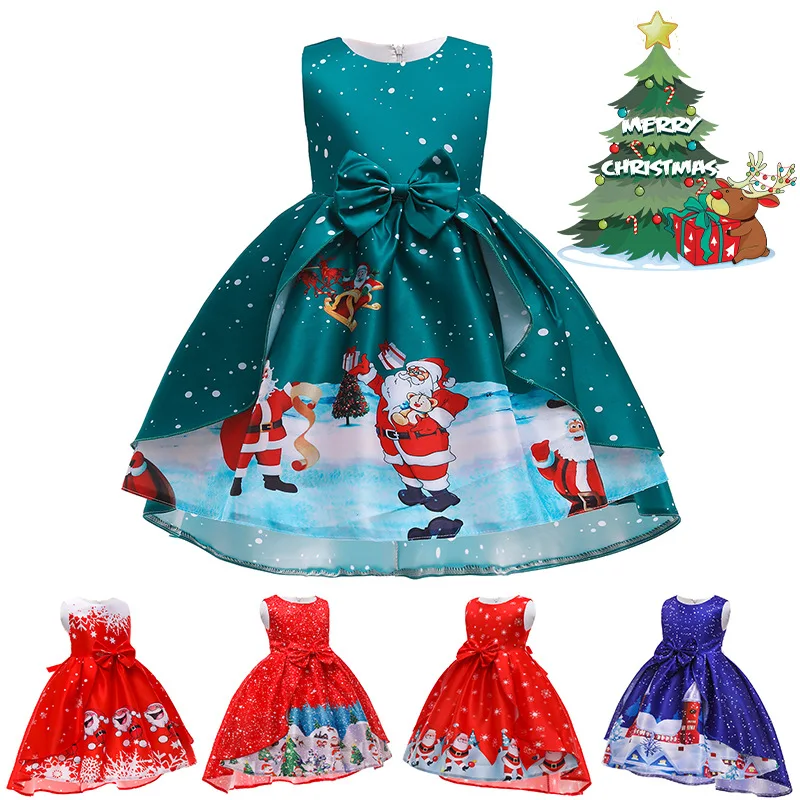 

MQATZ New Arrival Baby Girls Christmas Snowflake Party Dresses Printed Princess Dress SD059-SD063