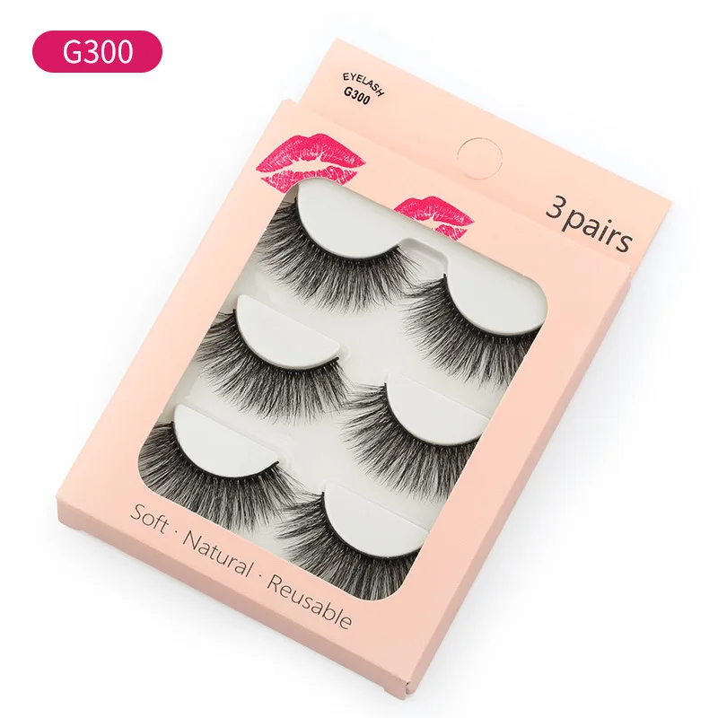 

3 Pair Box wholesale synthetic individual premium private label false faux mink eyelashes best selling volume full wholesale OEM