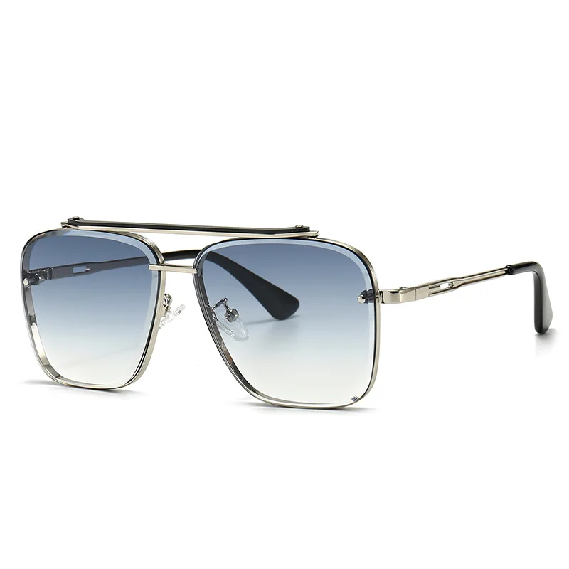 

2021 High Quality Vintage Style Rimless Metal Frames Brand Designer Square Men Sunglasses, 5 colors