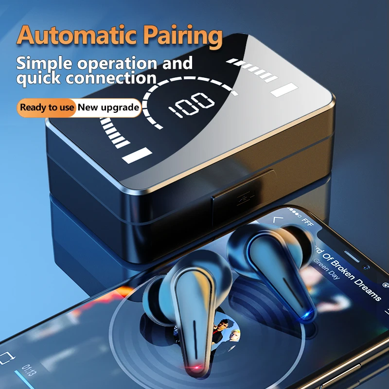 

Mirror LED Smart Battery Display Earphone TWS Wireless Earphones Headphones Headsets Wireless Earbuds With 2000mAh Charging box