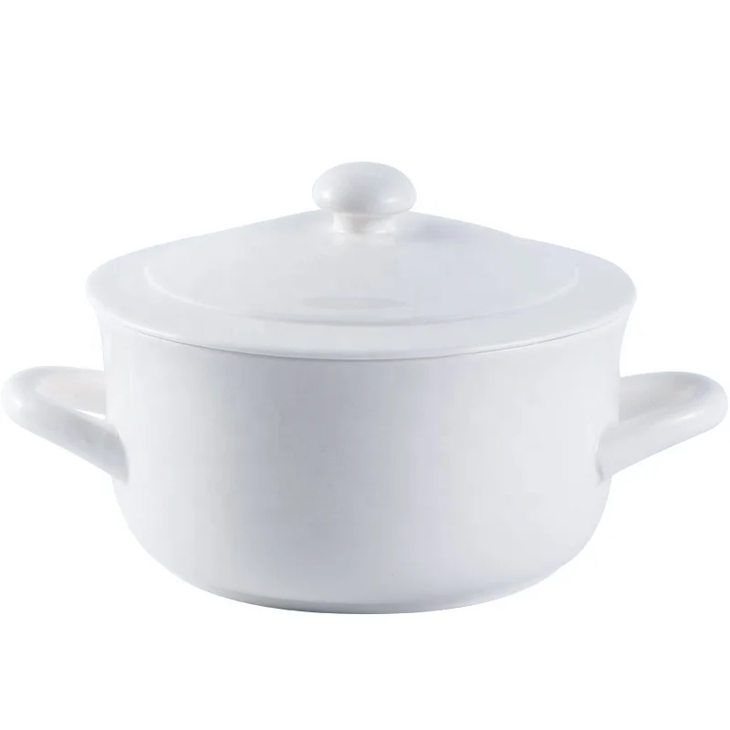 

Japanese style creative with cover binaural ceramic bowl household glaze noodle bowl pure white ceramic tableware