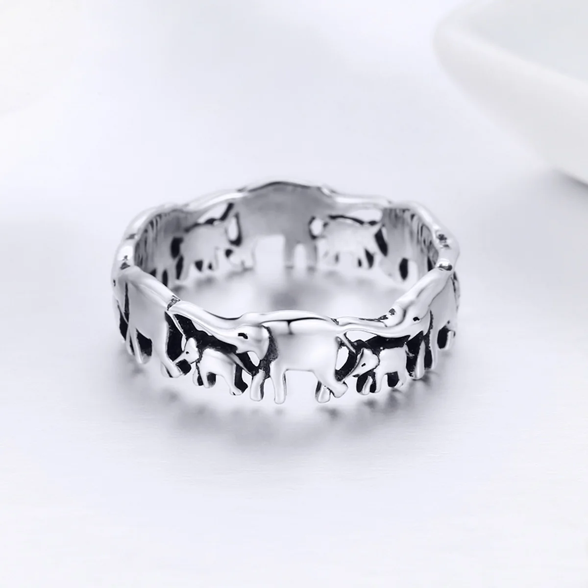 

925 Sterling Silver Stackable Animal Collection Elephant Family Finger Rings