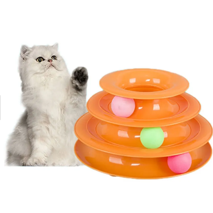 

Cheap Factory Price Funny Indoor Turntable With Catnip Assembled Sucker Tracks Ball Toys For Cats Cat Interactive Track Toy, Blue, orange,pink