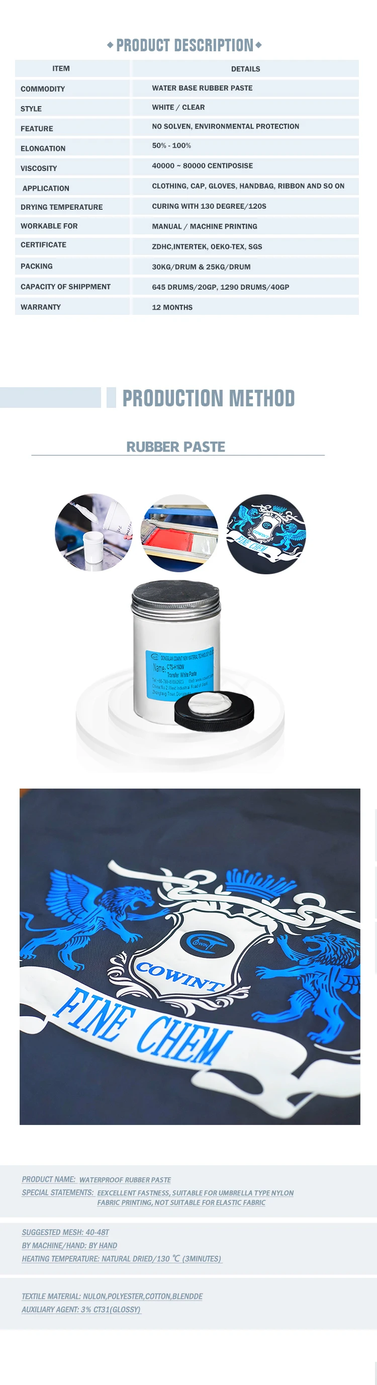 water feeling waterproof nylon rubber paste for screen printing