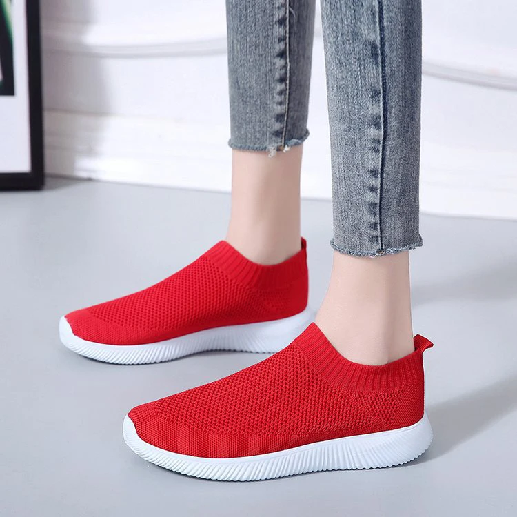 

Large Size Fashion Slip on Outdoor Mesh Breathable Comfy Sock Lightweight running shoes for Women, White, red, black, pink