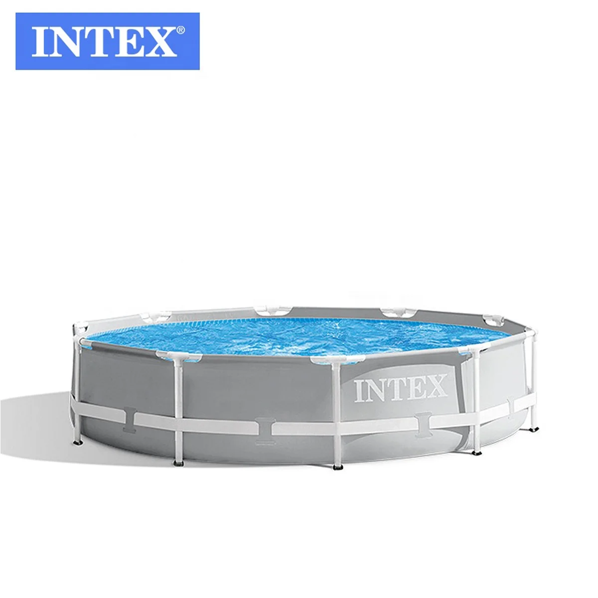 

INTEX 26700 10FT X 30IN Prism Frame Premium Gray Round Pipe Rack Pool Swimming Pool, Grey