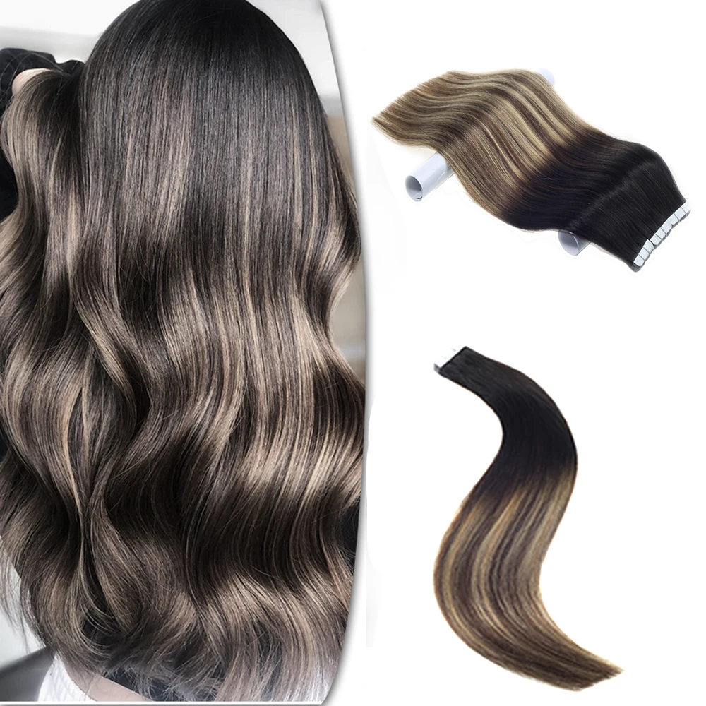 

Wholesale Tape Hair Extensions Brazilian Double Drawn Tape Human Hair Virgin Balayage Color Remy Tape In Human Hair Extensions, 1,1b,2,4,6,8,18,27,613,60. other colors can custogled.