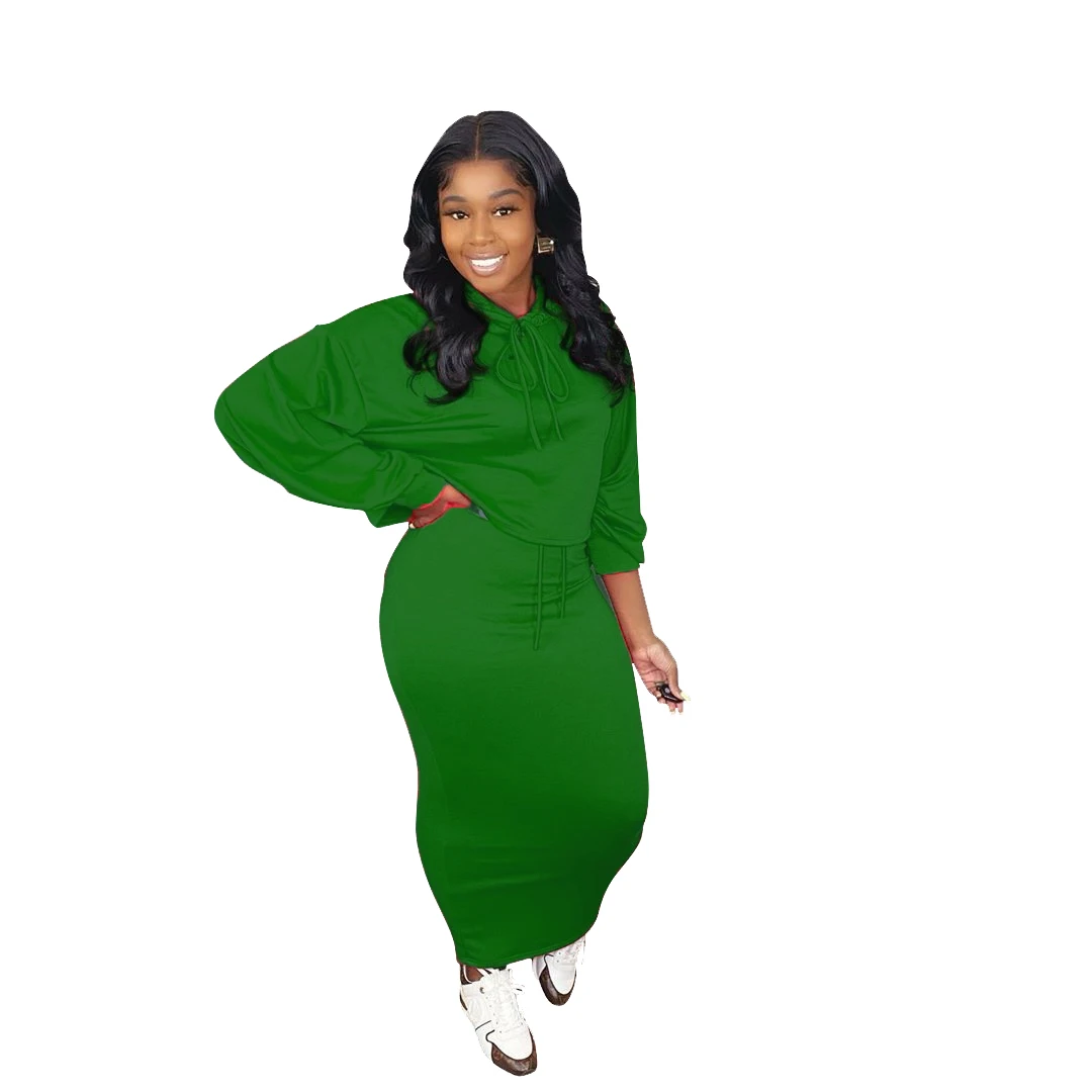 

HJ ESE0005 Plus size Women Clothing Summer Ladies Long Sleeve Hoodie Skirt Casual