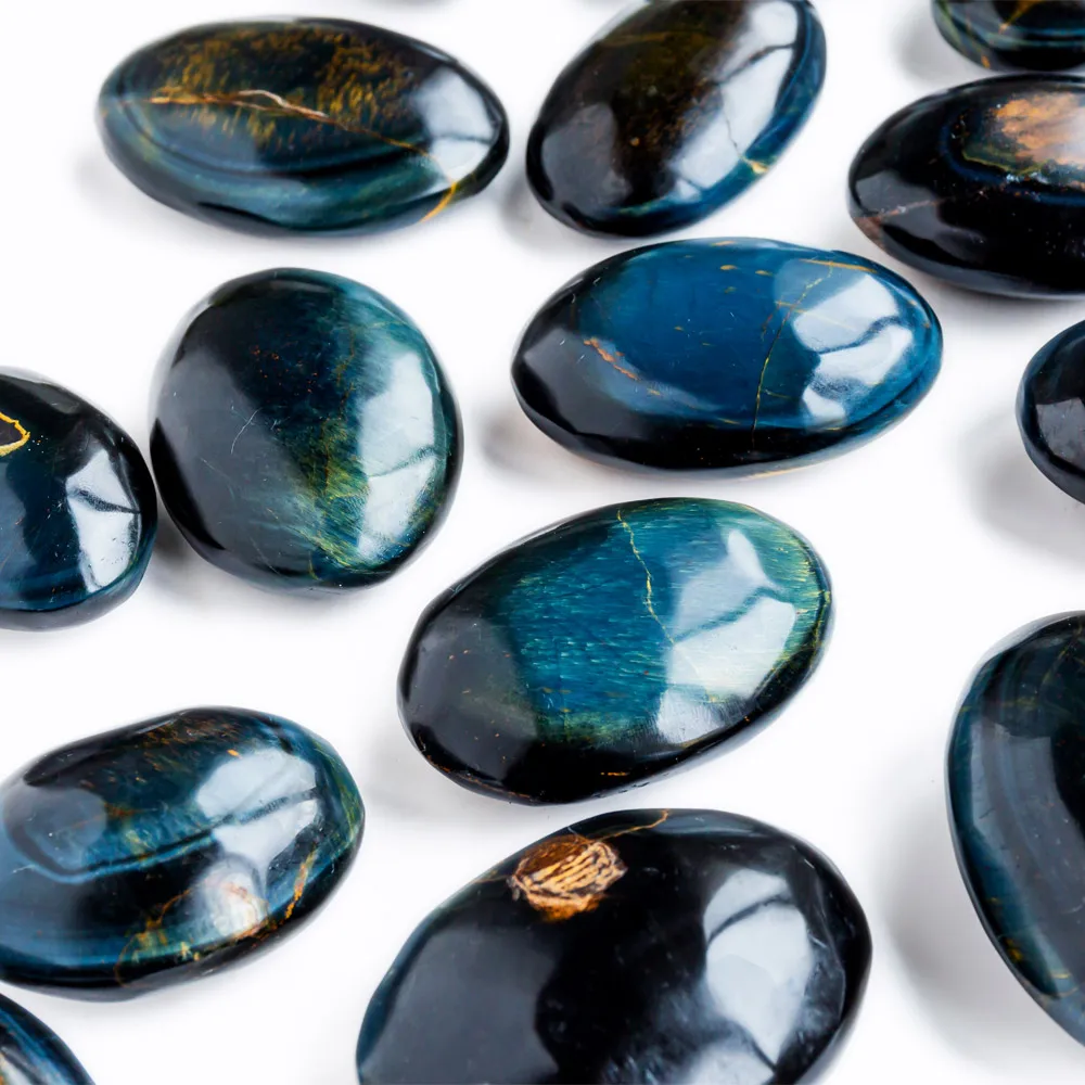 

Wholesale natural gemstone healing folk crafts blue tiger eye crystal quartz palm stone
