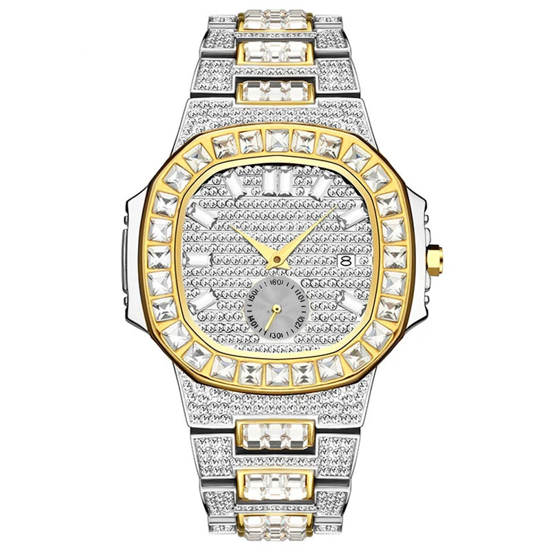 

Wholesale Slim Iced Out Shiny Full Crystal Rhinestone Diamond Quartz Watches, Gold, silver, rose gold