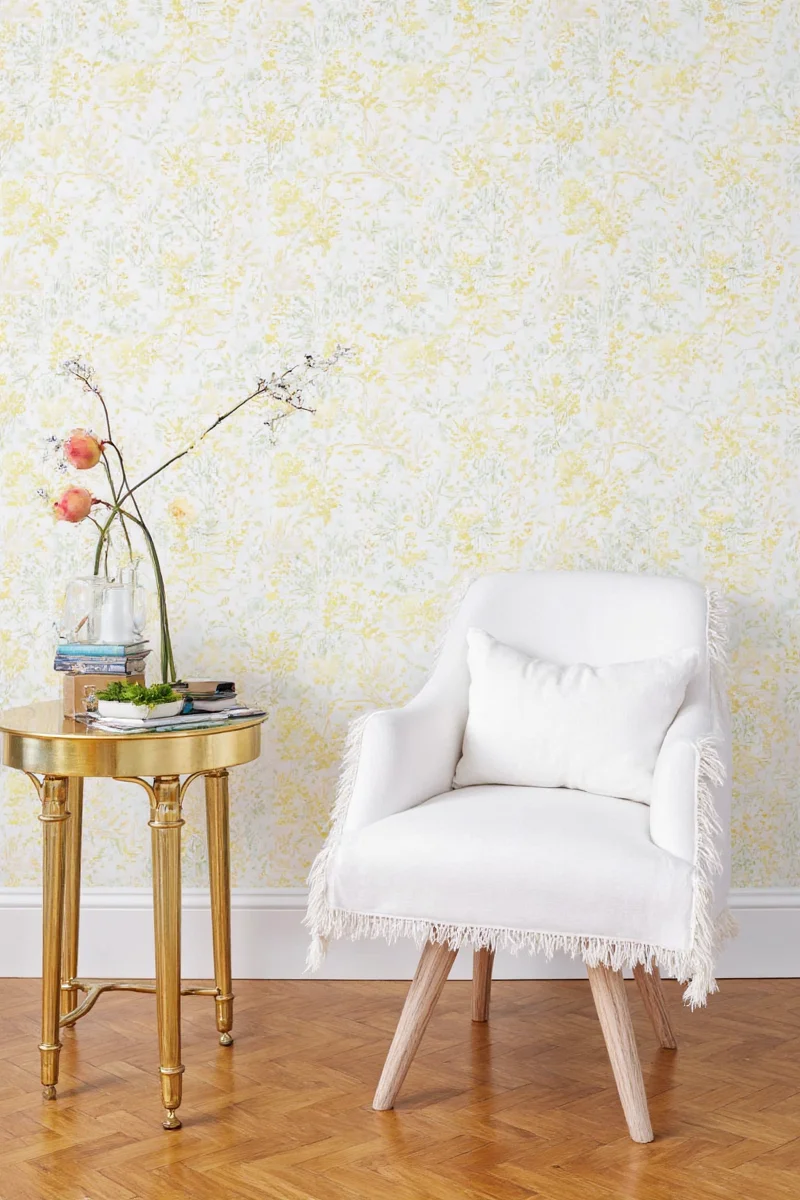 Peel-and-stick wallpaper in a toddler room
