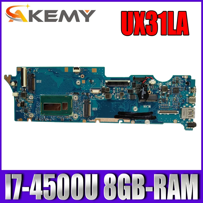 

Akemy UX31LA Laptop motherboard for ASUS ZenBook UX31LA UX31L original mainboard 8GB-RAM I7-4500U CPU