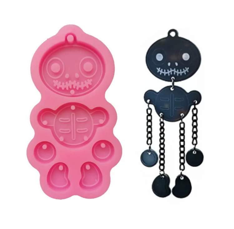 

Y3572 DIY epoxy resin Silicone Halloween Skeleton Earring Mold, Pink