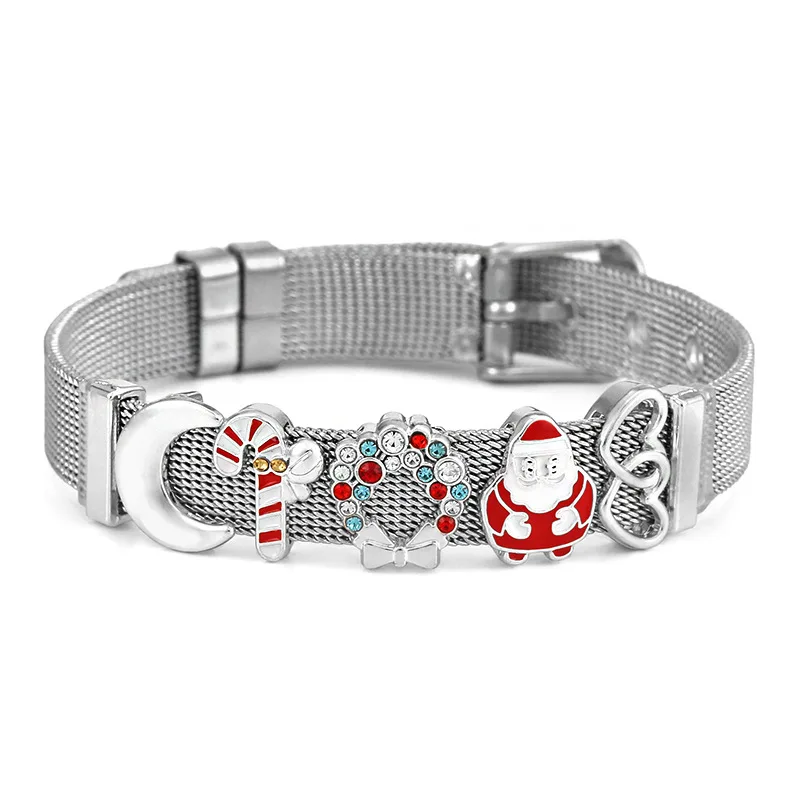 

High quality New Year and Christmas stainless steel bangle Keeper combination Bracelet Boys and girls christmas gift, Gold, silver