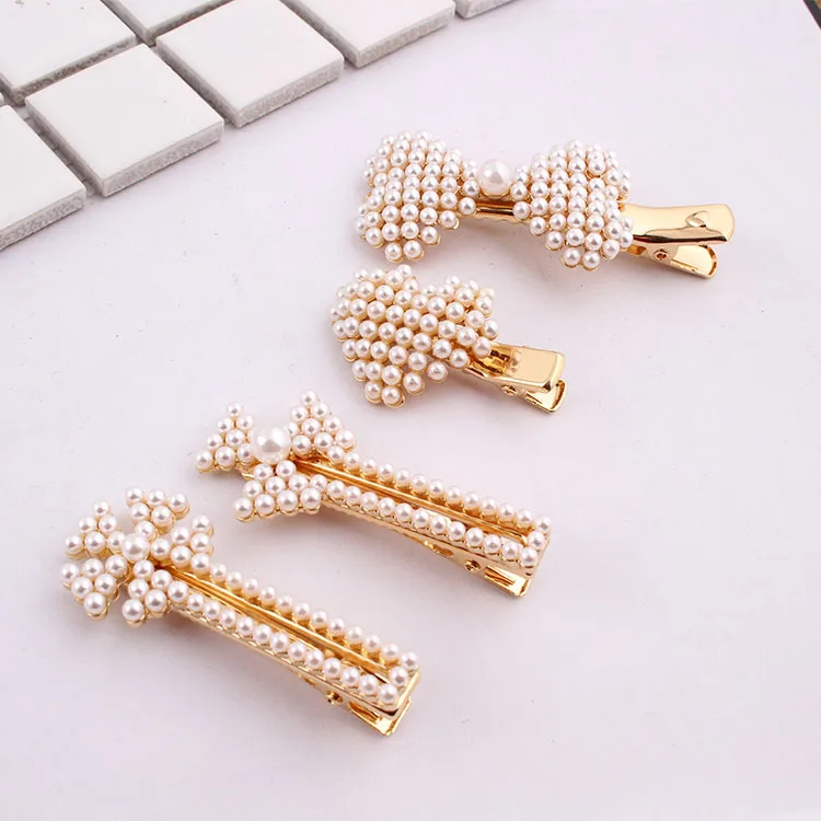 女士头发饰品珍珠发夹花式短吻鳄夹女士头发发夹为妇女头装饰配件