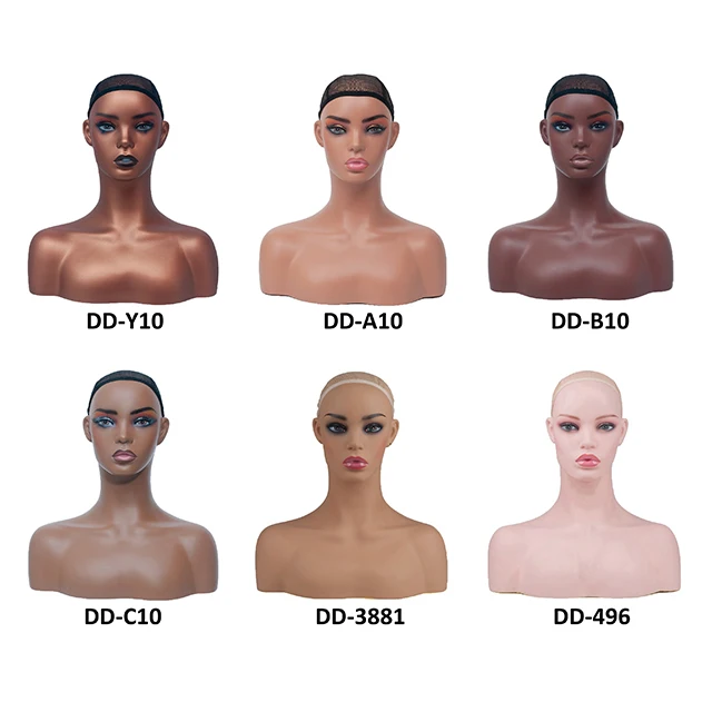 

Wholesale New Female Wig Display Shoulders Hair Makeup Cheap Wigs Human Male African American Mannequin Head, Any color