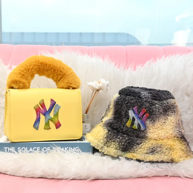

2021 designer yellow new york purse and yankee bucket hat and purses set, 6 colors