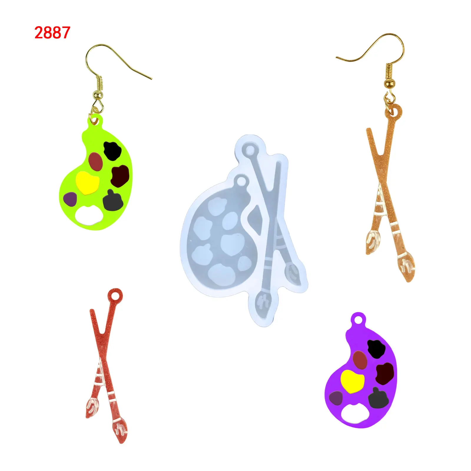 

2887 Painting palette earring mould Color Palette resin silicone molds
