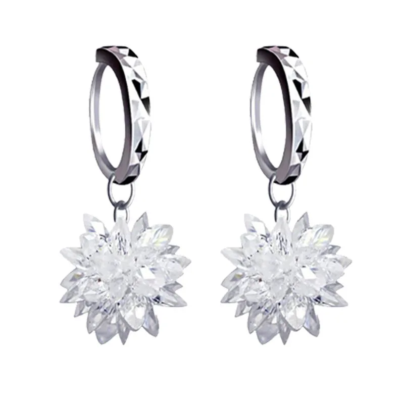 REETI New Arrival 925 Sterling Silver Hoop Earrings Ice Flower Zircon Wholesale Jewelry for Women-for Wedding Gift Party