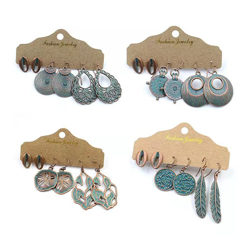 

3 Pairs/Set Coin Earrings Metal Earrings Women Earrings Set, As picture