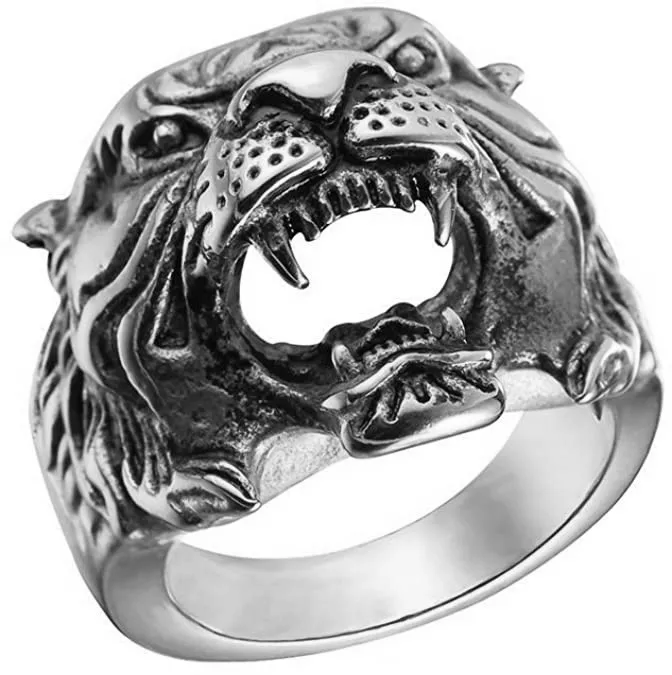 

2020 hot sale European and American accessories ring men's retro animal zodiac tiger head ring jewelry