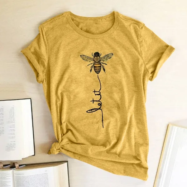 

Women Bee Kind T-shirt Aesthetics Graphic Short Sleeve Cotton Polyester T Shirts Female Camisetas Verano Mujer 2019, White,black,grey,yellow,wine red,army green