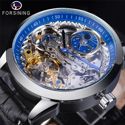 

Forsining Watch Men High Mechanical Automatic Watches Men Wrist Luxury Leather Moon Phase Waterproof Wristwatches Reloj Hombre, 3-colors