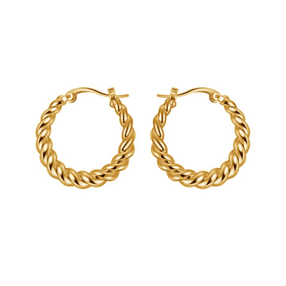 

wholesale newest 925 sterling silver women jewelry fashion twist 14k gold plated hoop earrings