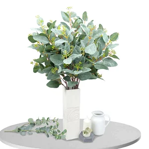Image of High quality artificial foliage silk eucalyptus stem fo home decor bouquet DIY leaf