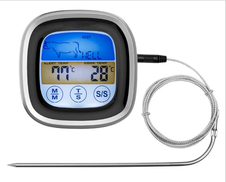 

Termometro carne Meat Thermometer Oven Digital Instant Fast Read Baking Food Thermometer For Kitchen BBQ, Black+silver / white+gray