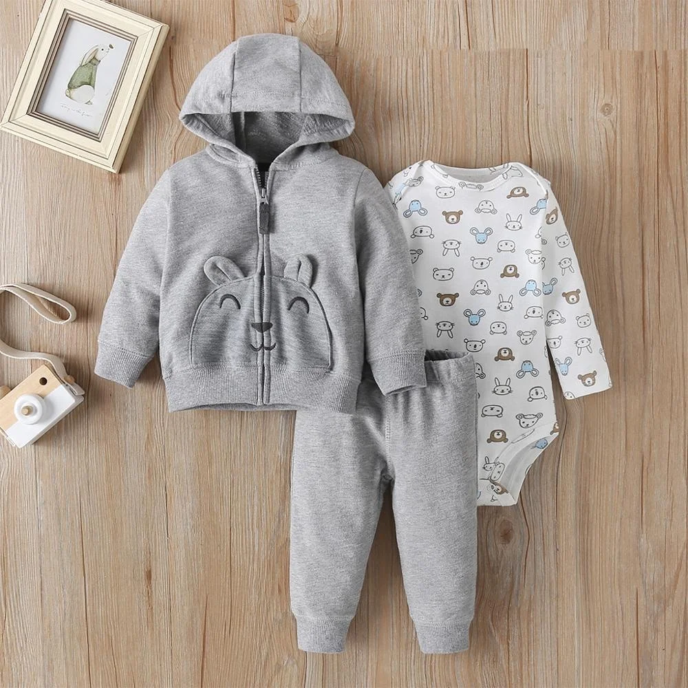 

CHUYA Gray Bear Autumn Winter Three Piece Baby Clothing Set SK-A580