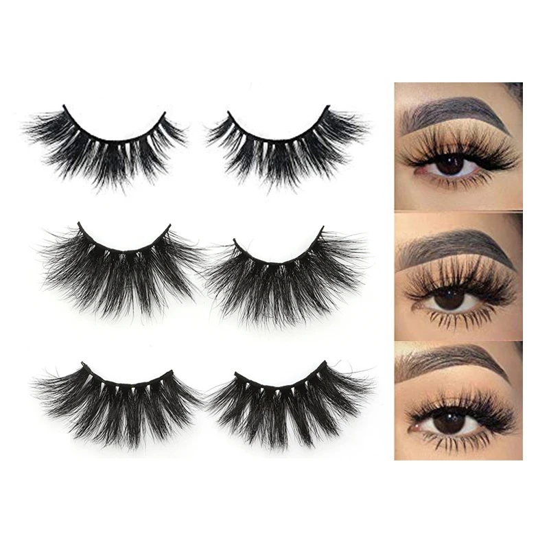 

Free Sample Lashes 25MM 3D Natural Wispy Fluffy Real Mink Eyelashes Wholesale