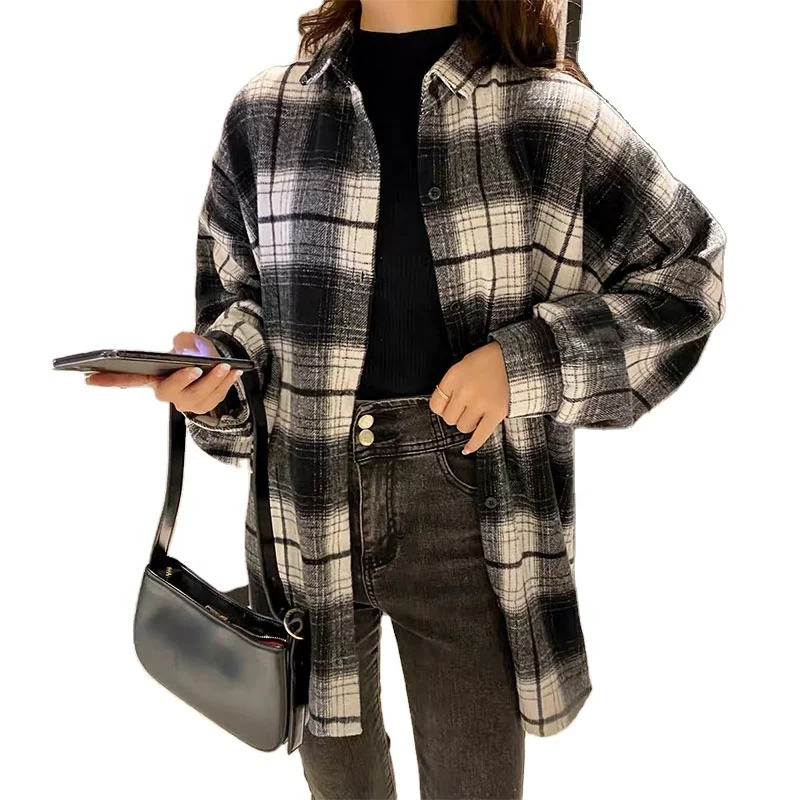 
Quilted autumn and winter Blouse ladies long Sleeve yarn-dyed check fabric apparel processing Yarn-dyed fabric 