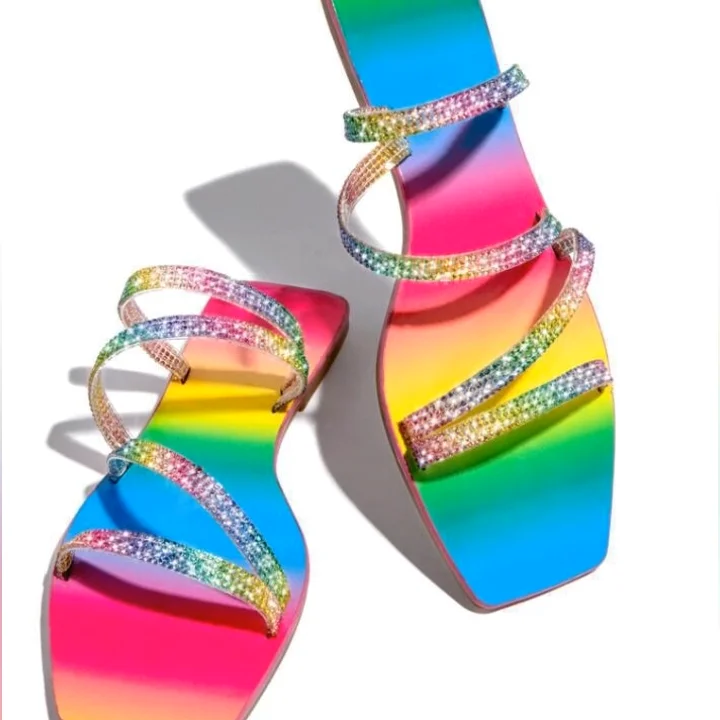 diamond rainbow sandals