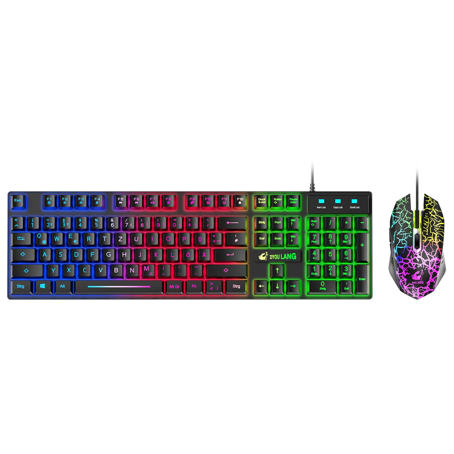 

Factory wholesale RGB 104 keys USB wired mechanical gaming german keyboard, Black