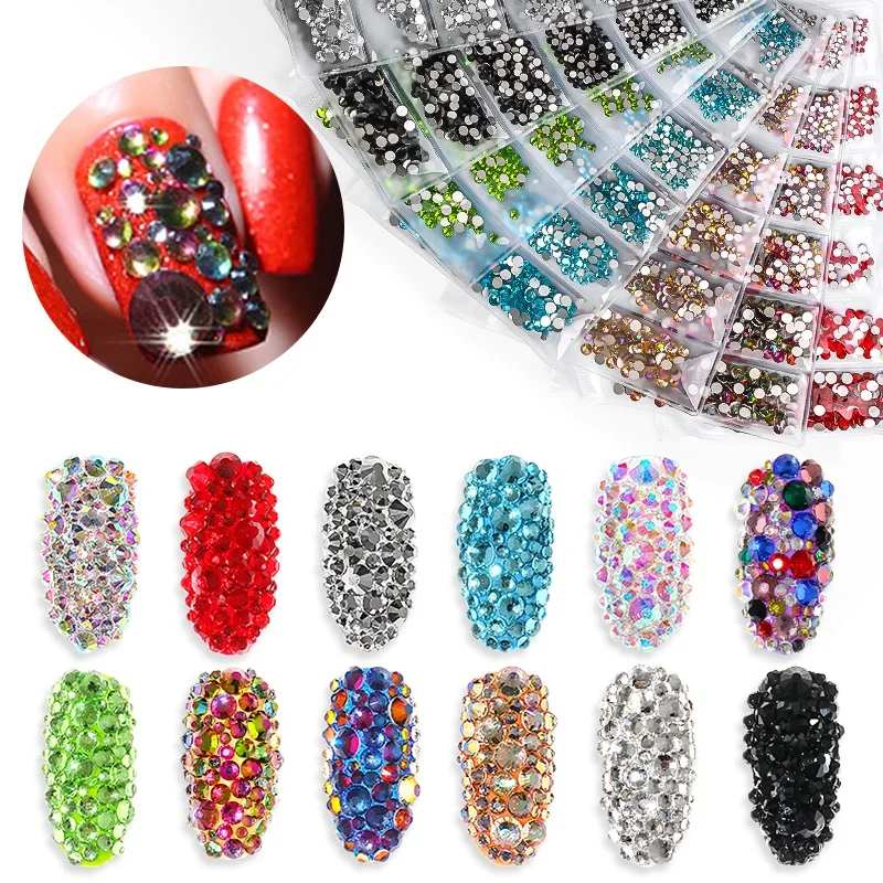 

NA007 12 Colors 1300pcs Shiny Crystal Nail Diamond Rhinestones Nails Jewelry Stones nail accessories decorations