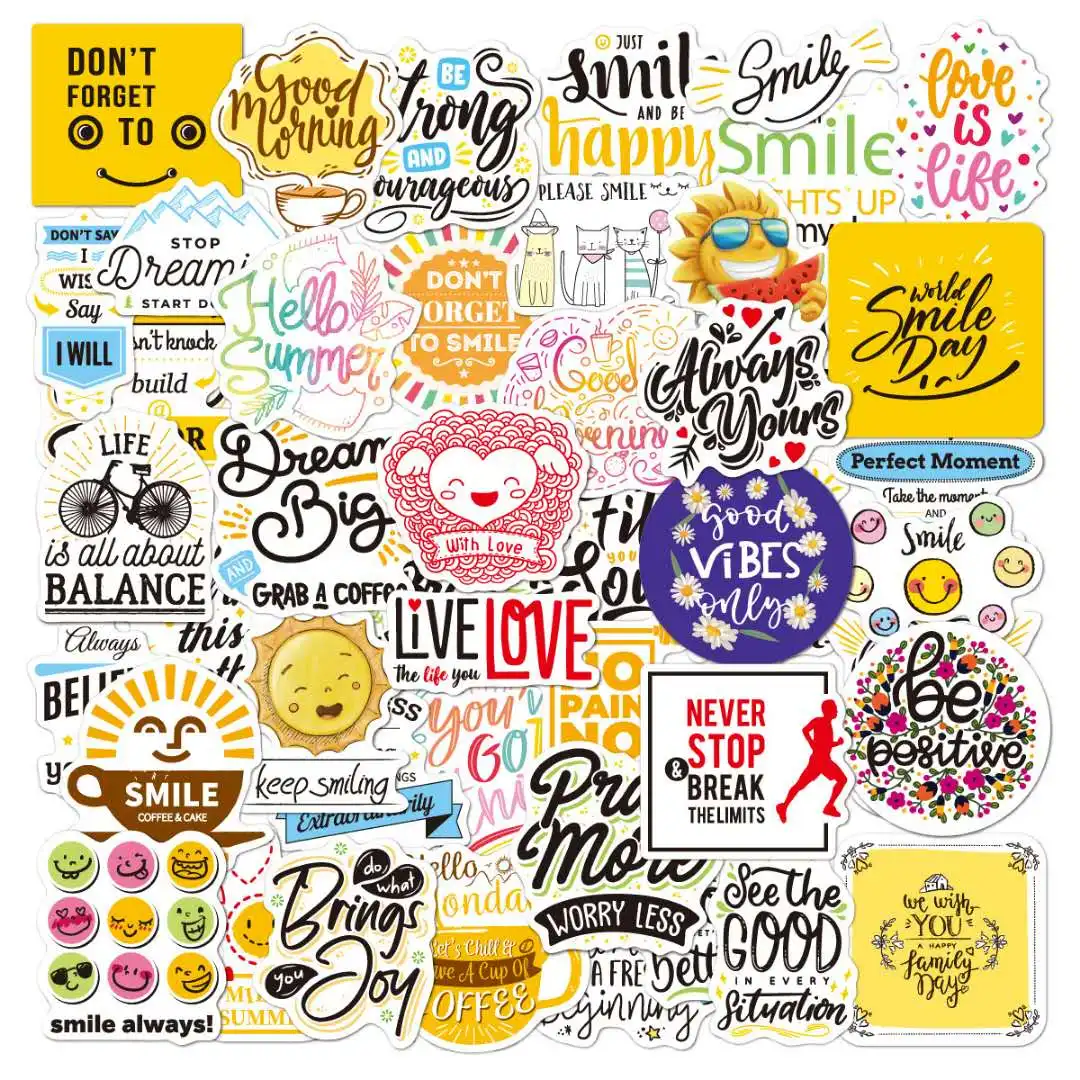 

Hot sale 100 pcs Inspirational phrases stickers for laptop Water Bottles skateboard DIY Graffiti decals motivational Sticker