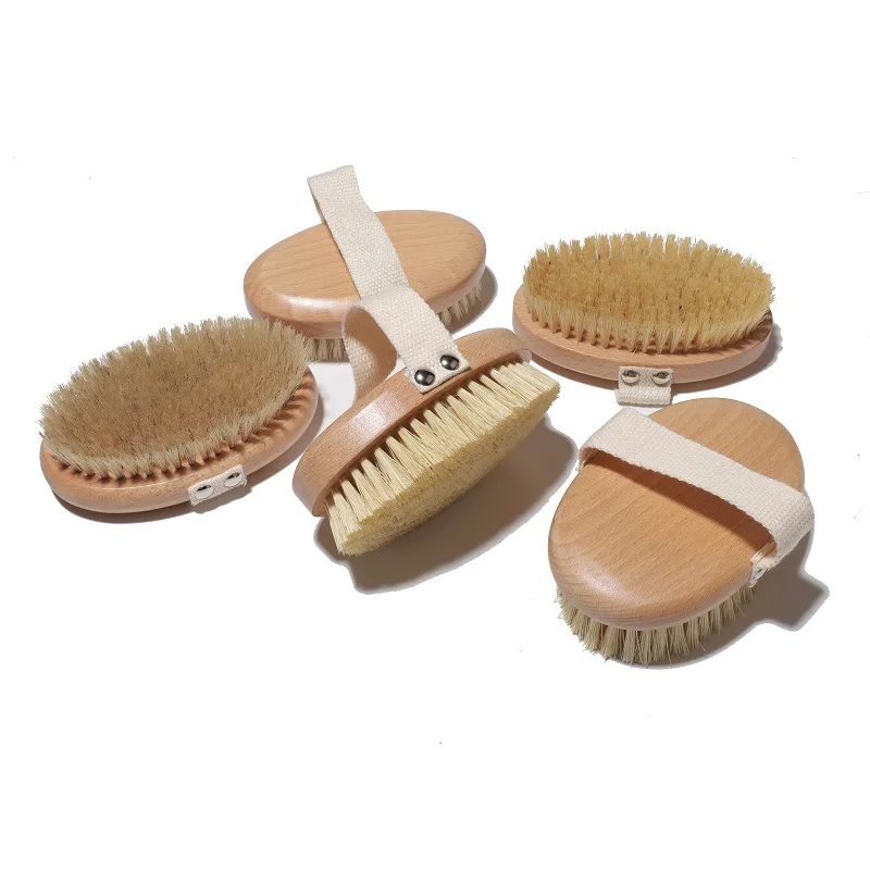 

2022 Hot Sale Loofah Body Wet Dry Skin Natural Bristle Brush Soft Spa Massager Home Silicon Custom Logo Bath Brush, Natural color