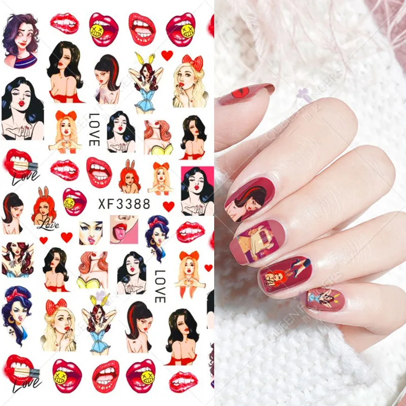 

Valentine's Day Rose Popular Red Sexy Lips Nail Art Stickers for Nail Decoration, Flag