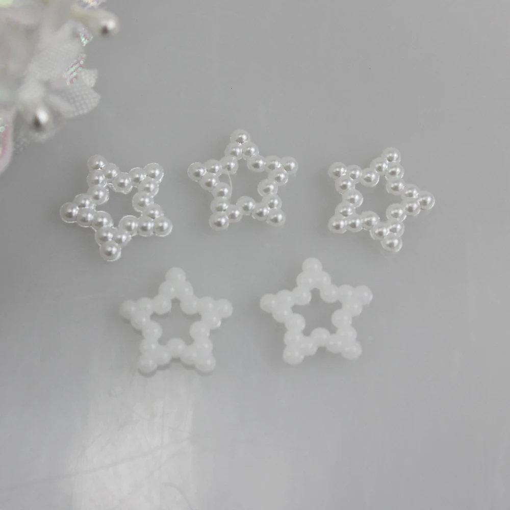 

12mm White Ivory ABS Star Pearl Flatback Cabochons For DIY Resin Shaker Charms Molds Stuff Moon Star Slime Fillings
