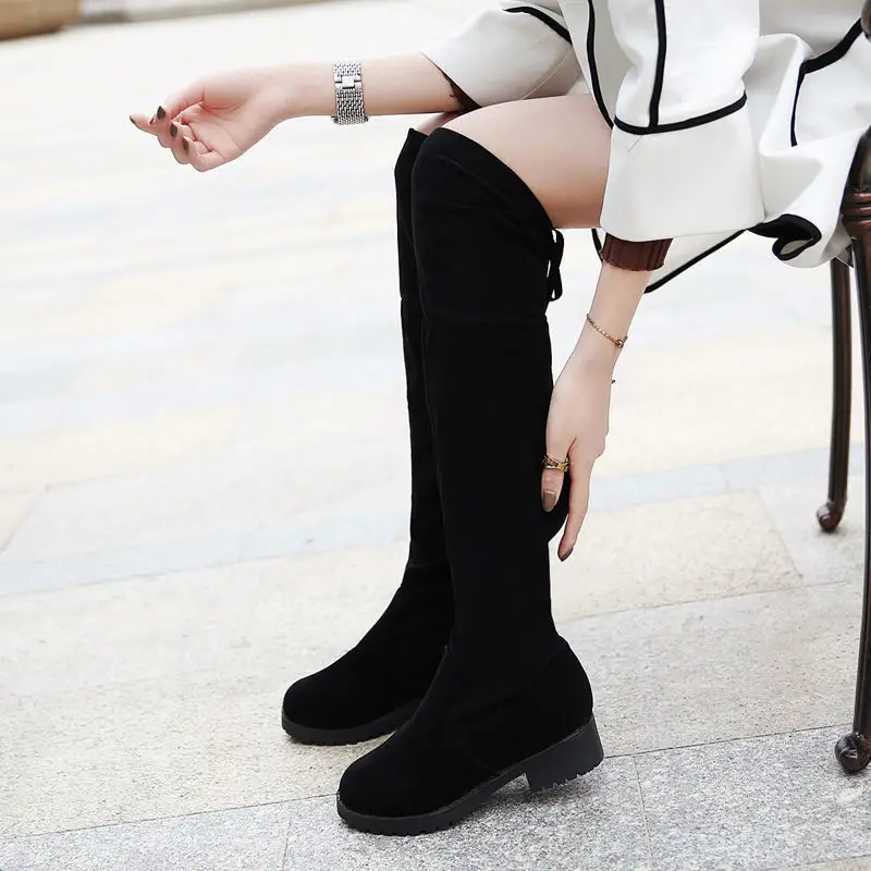 

Top 1:1 Quality women new boots are thigh-thick and lace-up anti-skid zipper-up black Martin women boot, Customized color