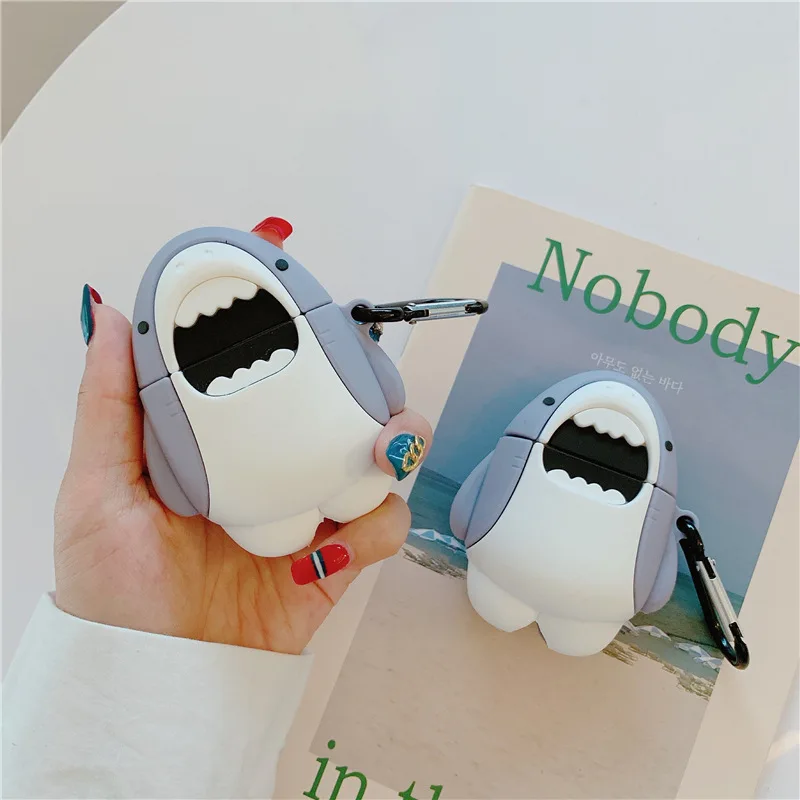 

Funny Cute Cartoon Shark Earphone Cases For AirPods Pro Case Soft Silicone Cover For Airpods 1 2 Accessories Funda