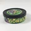 3.5gram 100ml pressitins weed cans self seal hand press tins with black top with gorilla glue labels